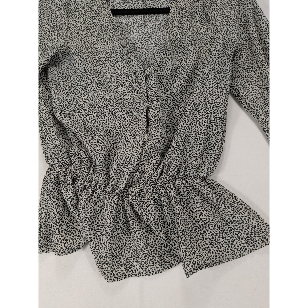 Sienna Sky Peplum Blouse Women XS Black Cream Holiday Office Dressy Casual Chic - Picture 4 of 12